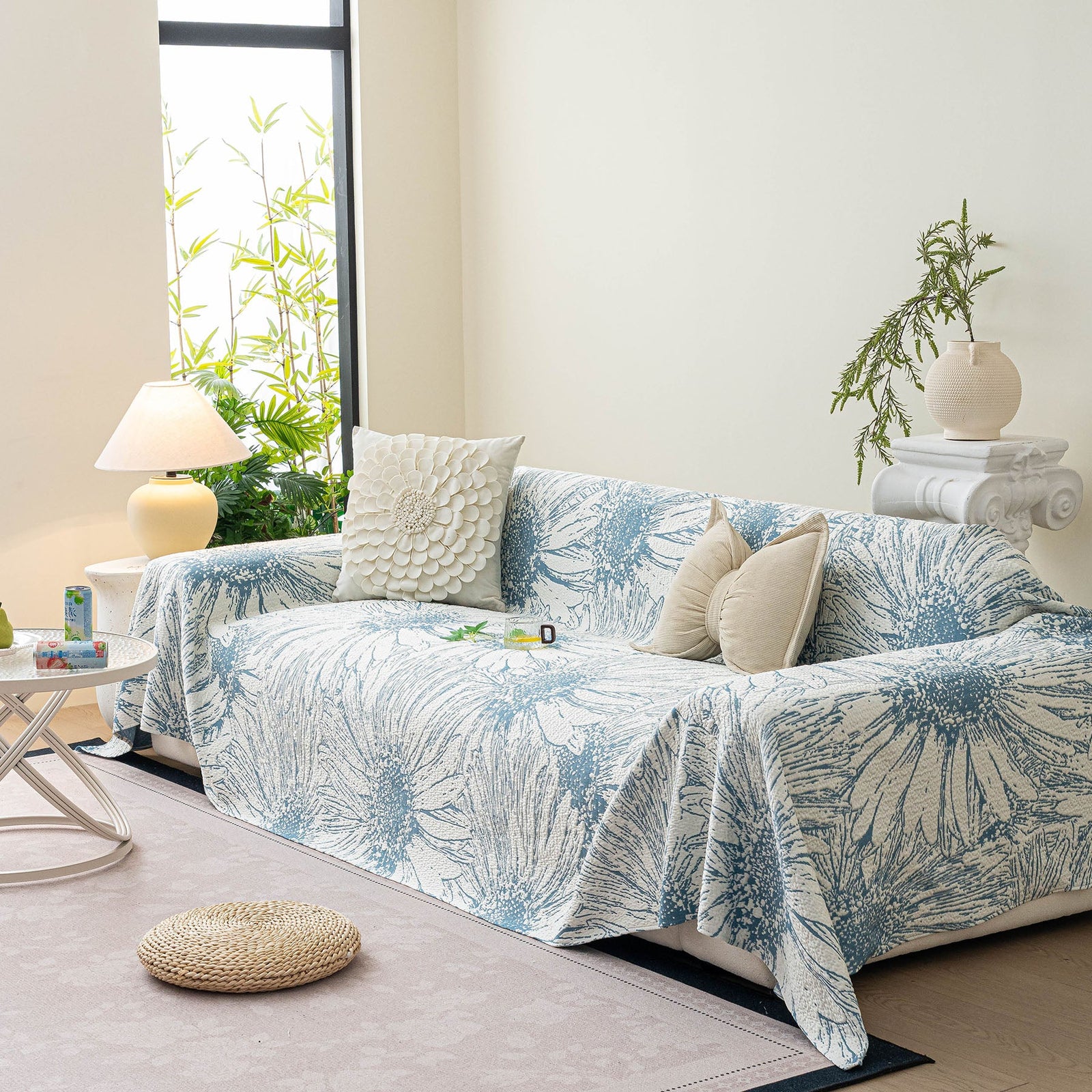 Cooling Botanical Jacquard Couch Cover Decorative Furniture Cover for Loveseat & Sofas