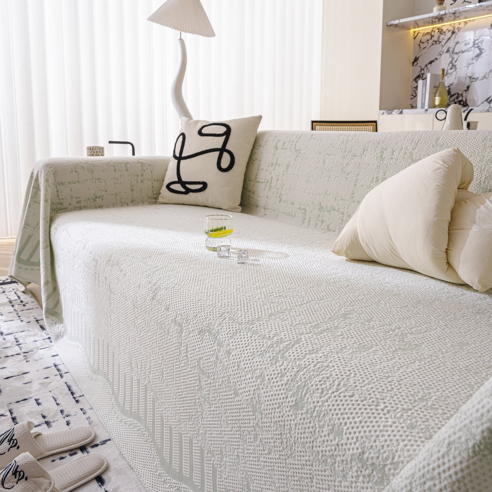 Modern Light Luxury Silky Smooth Couch Throw Protector, Washable Furniture Protector