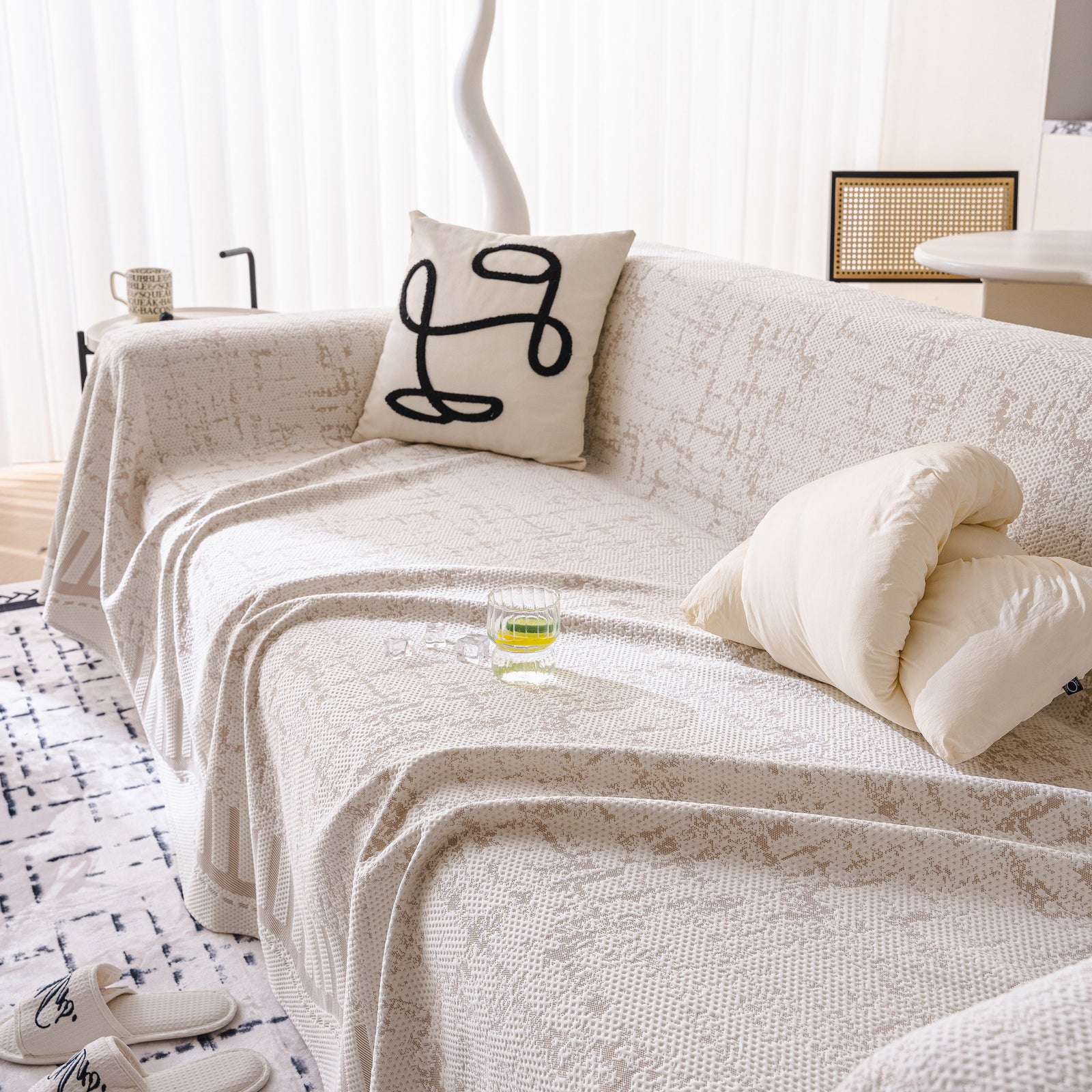 Modern Light Luxury Silky Smooth Couch Throw Protector, Washable Furniture Protector