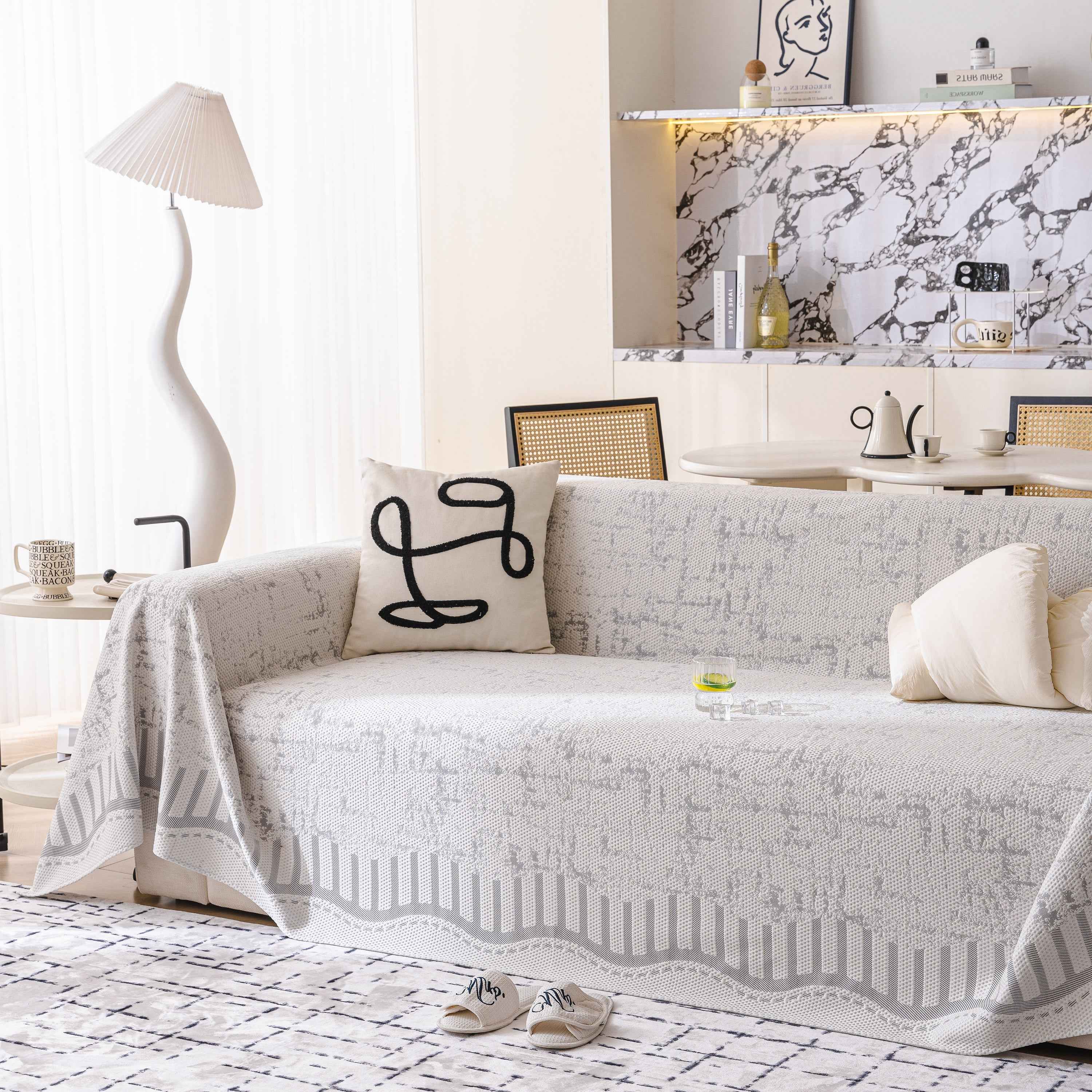 Modern Light Luxury Silky Smooth Couch Throw Protector, Washable Furniture Protector
