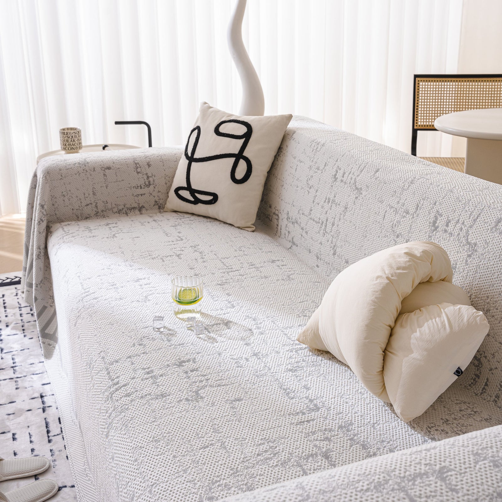 Modern Light Luxury Silky Smooth Couch Throw Protector, Washable Furniture Protector
