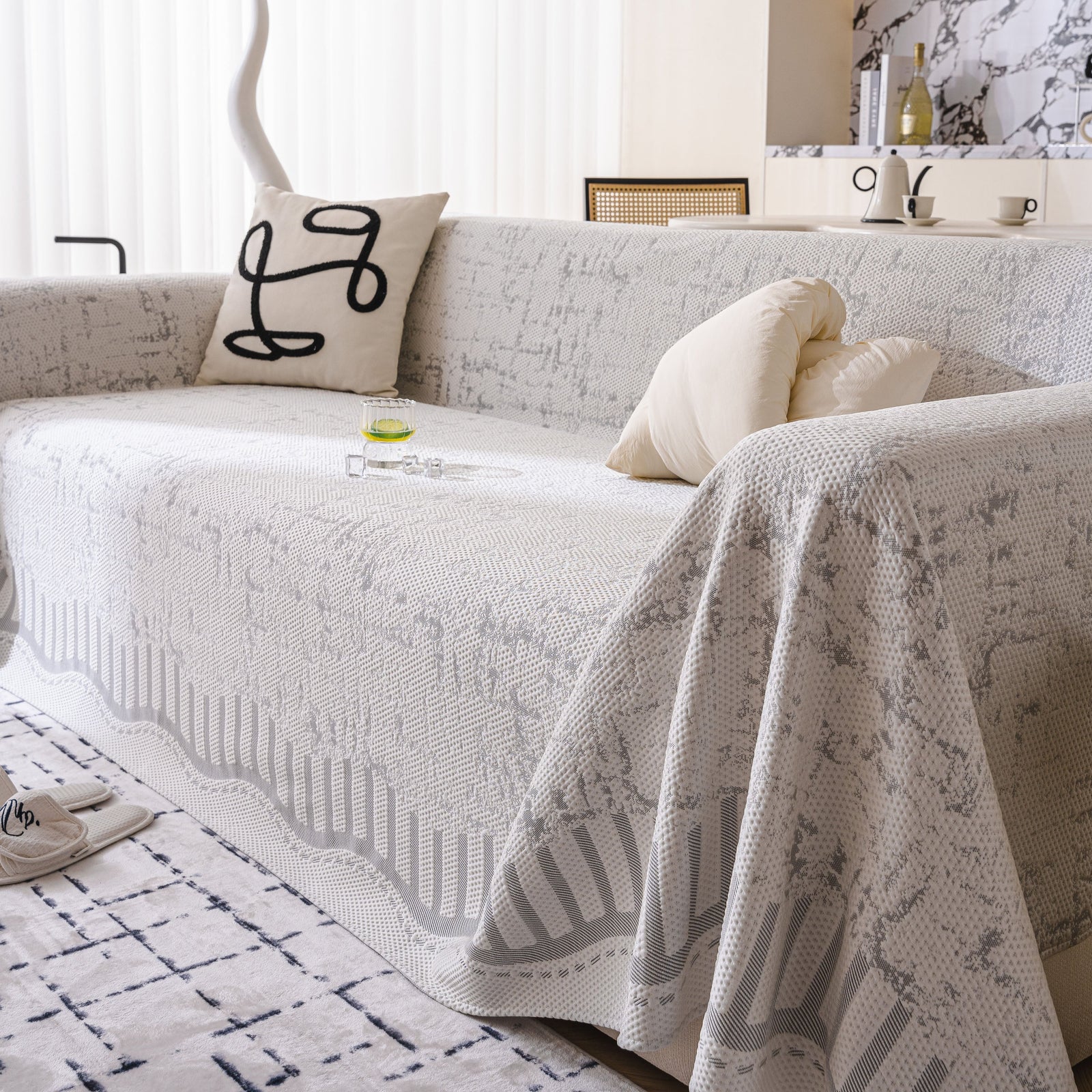 Modern Light Luxury Silky Smooth Couch Throw Protector, Washable Furniture Protector