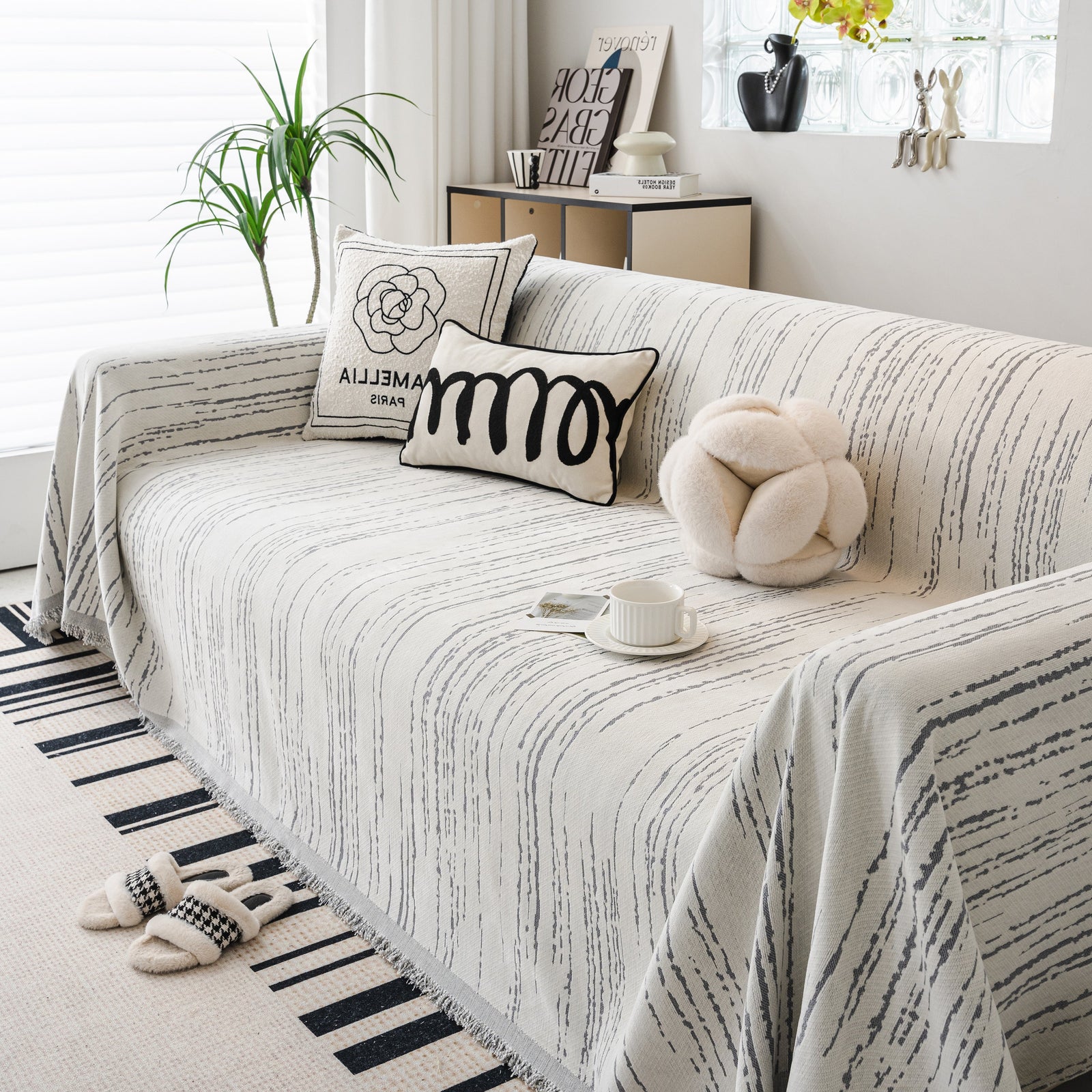 Slip Covers for Sofas, Sofa Throw Cover Soft Chenille Sofa Bed Cover, L Shaped Sectional Couch Covers