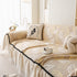Leaf Jacquard Sofa Cover with Ruffle Skirt – Non-Slip Couch Protector with Sheer Hem