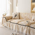 Leaf Jacquard Sofa Cover with Ruffle Skirt – Non-Slip Couch Protector with Sheer Hem