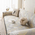Leaf Jacquard Sofa Cover with Ruffle Skirt – Non-Slip Couch Protector with Sheer Hem