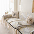 Leaf Jacquard Sofa Cover with Ruffle Skirt – Non-Slip Couch Protector with Sheer Hem