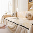 Leaf Jacquard Sofa Cover with Ruffle Skirt – Non-Slip Couch Protector with Sheer Hem