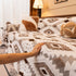 Bohemian Tufted Sofa Cover, Soft Sherpa Fleece Throw Blanket with 3D Aztec Geometric