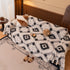 Bohemian Tufted Sofa Cover, Soft Sherpa Fleece Throw Blanket with 3D Aztec Geometric