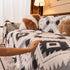Bohemian Tufted Sofa Cover, Soft Sherpa Fleece Throw Blanket with 3D Aztec Geometric