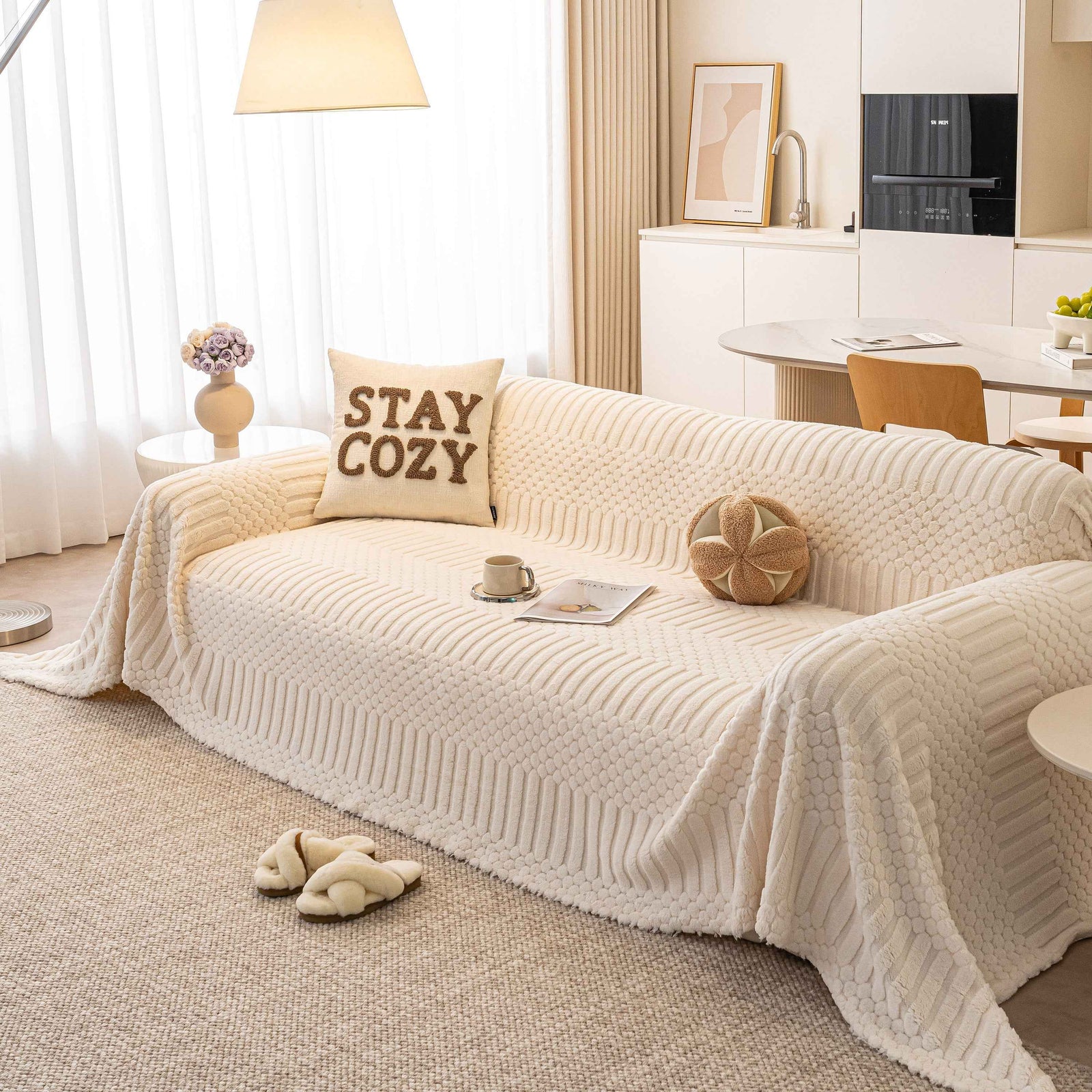 Boho 3D Geometric Throw Blanket for Couch, Luxurious Velvety Plush Fleece Sofa Cover