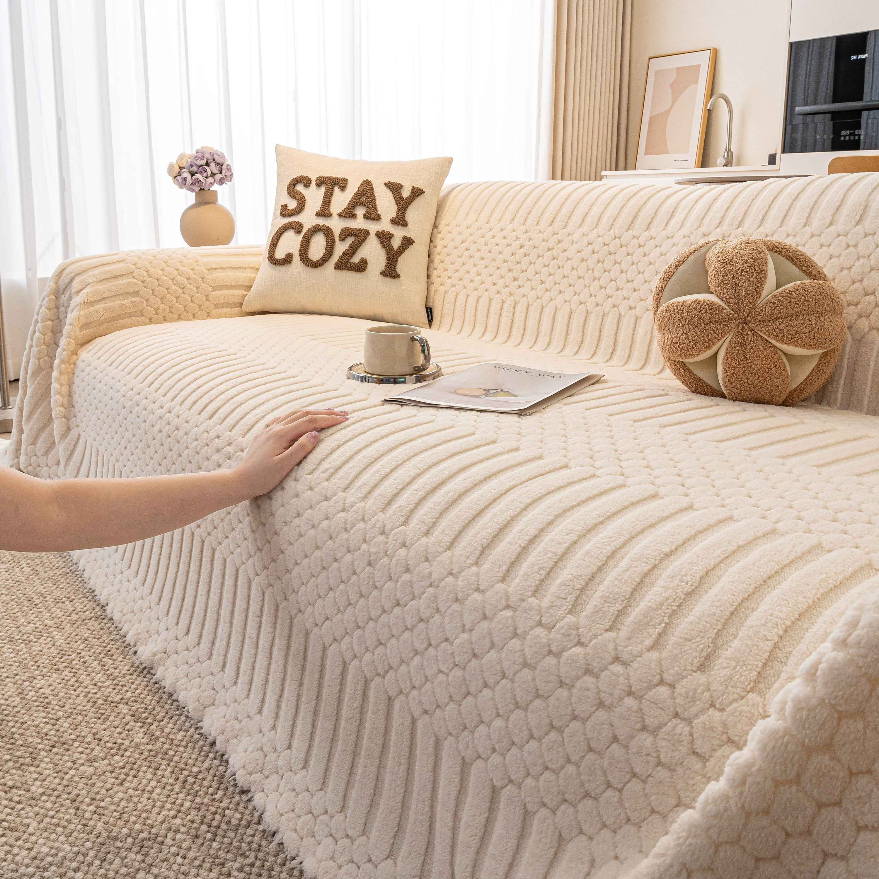 Boho 3D Geometric Throw Blanket for Couch, Luxurious Velvety Plush Fleece Sofa Cover