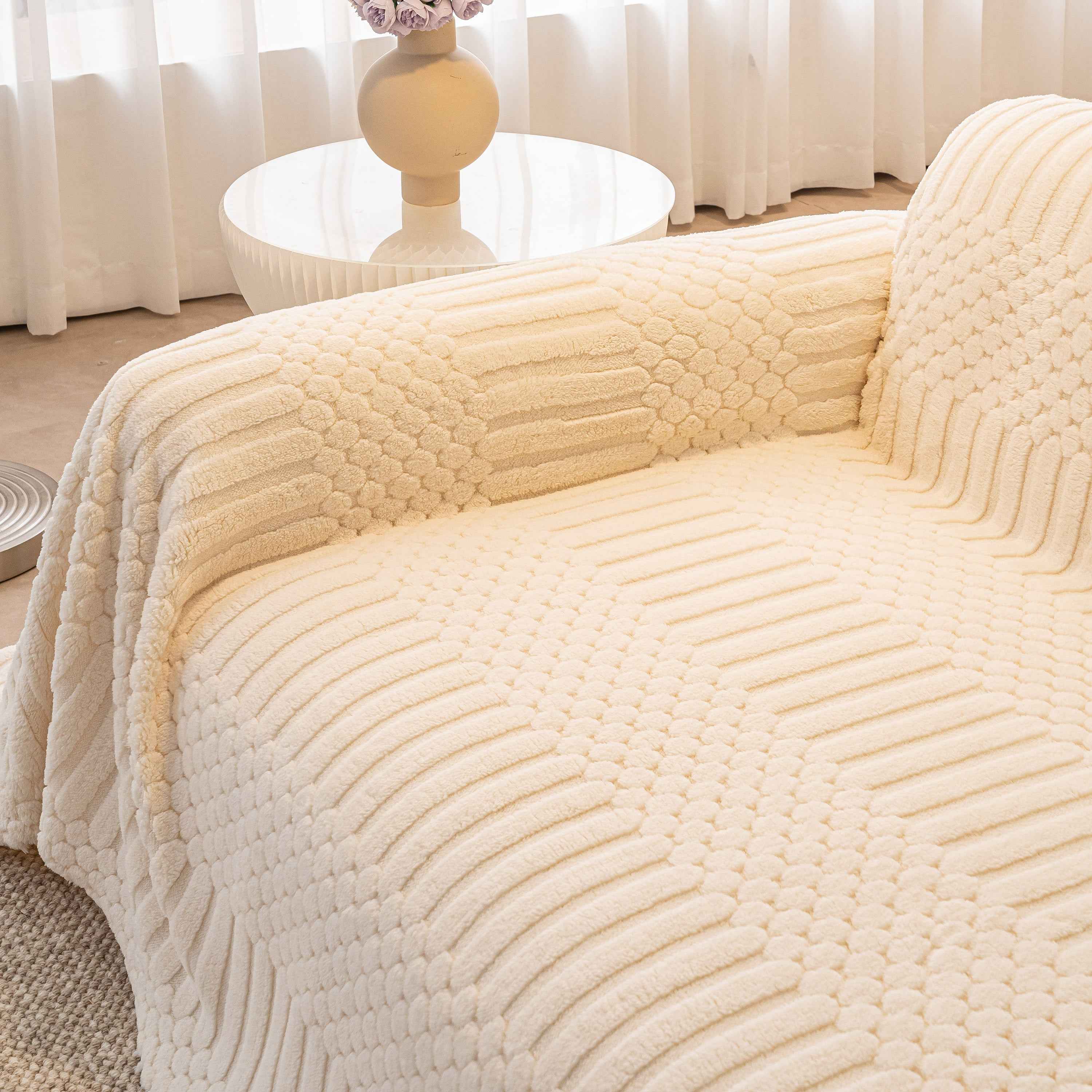 Boho 3D Geometric Throw Blanket for Couch, Luxurious Velvety Plush Fleece Sofa Cover