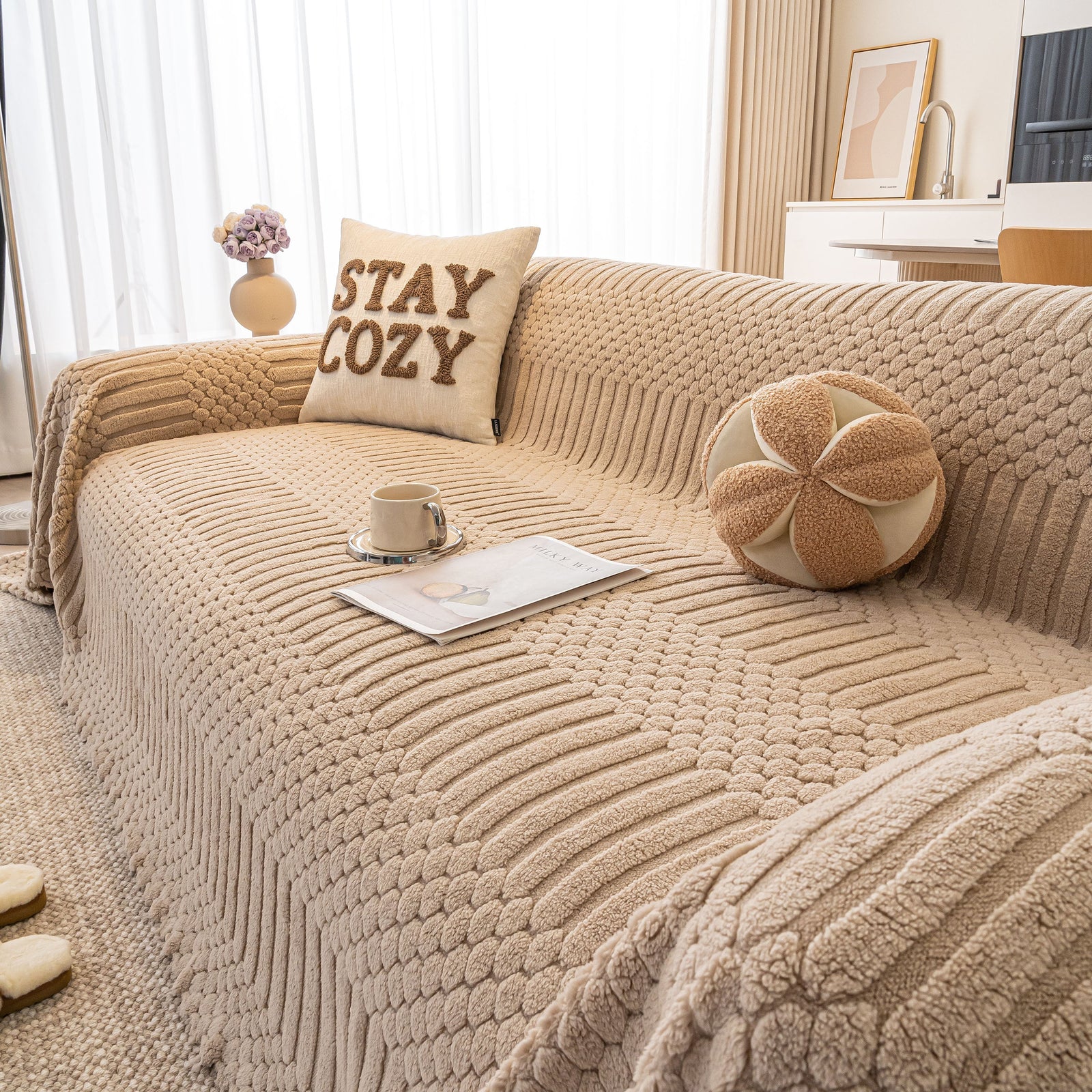 Boho 3D Geometric Throw Blanket for Couch, Luxurious Velvety Plush Fleece Sofa Cover