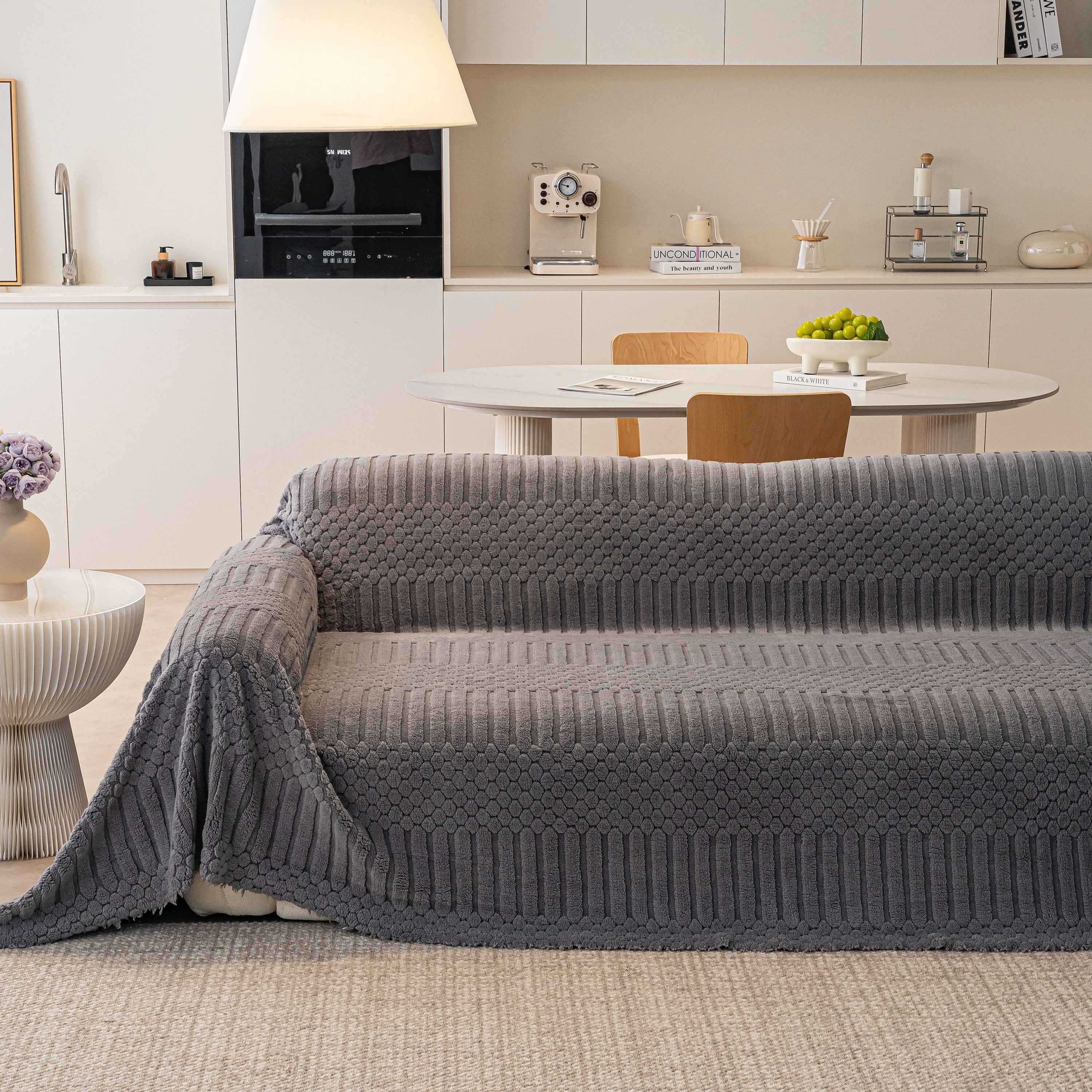 Boho 3D Geometric Throw Blanket for Couch, Luxurious Velvety Plush Fleece Sofa Cover