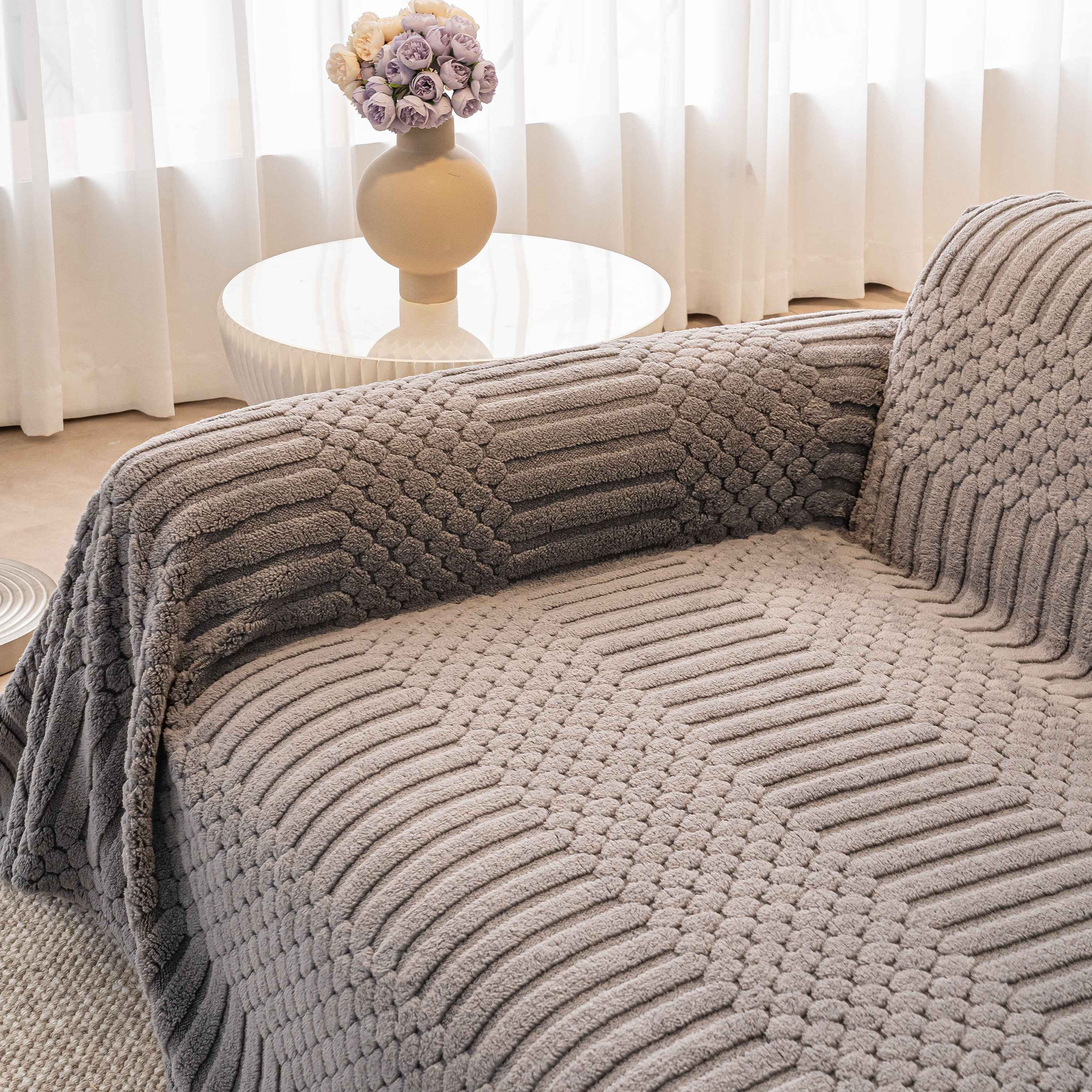 Boho 3D Geometric Throw Blanket for Couch, Luxurious Velvety Plush Fleece Sofa Cover