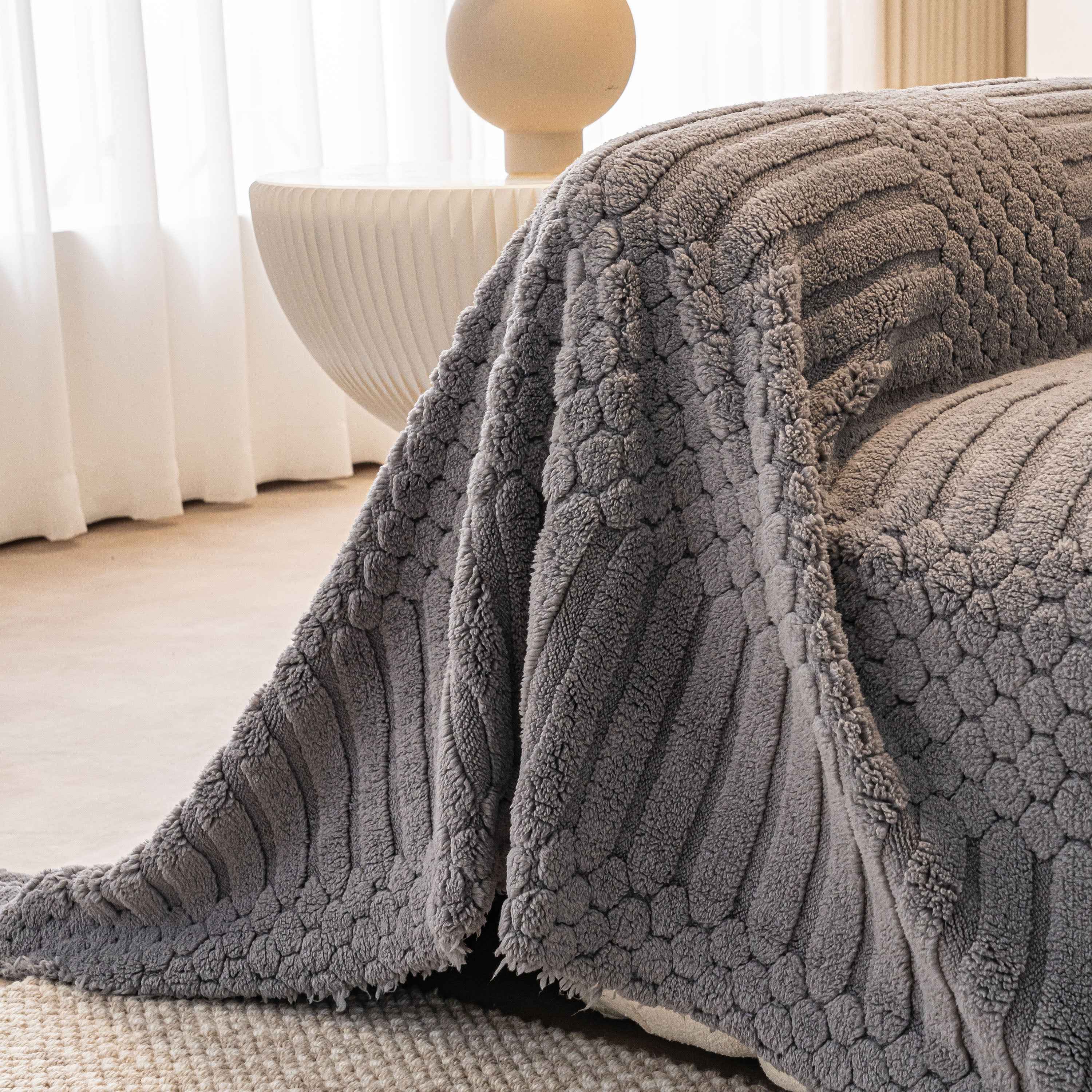 Boho 3D Geometric Throw Blanket for Couch, Luxurious Velvety Plush Fleece Sofa Cover