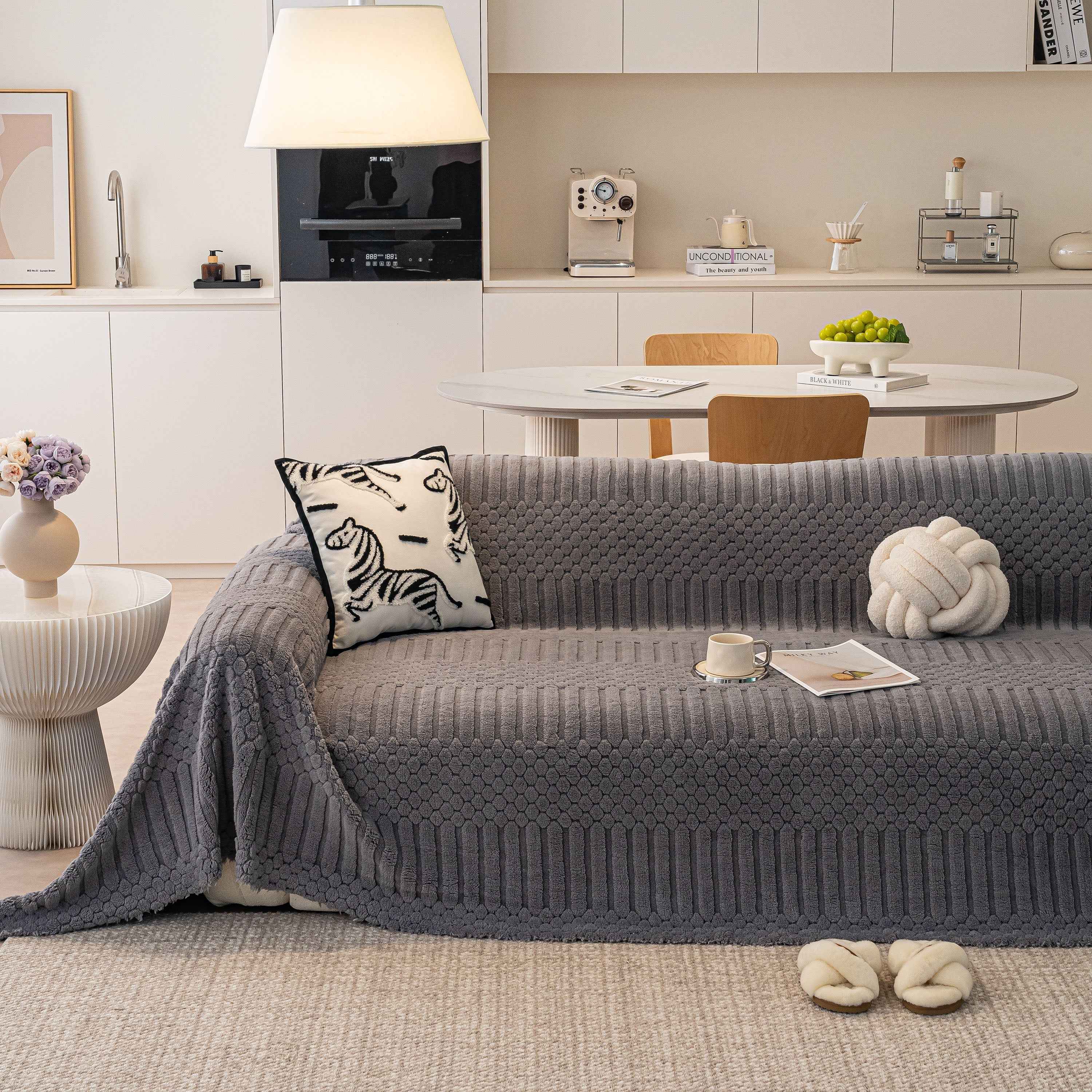 Boho 3D Geometric Throw Blanket for Couch, Luxurious Velvety Plush Fleece Sofa Cover