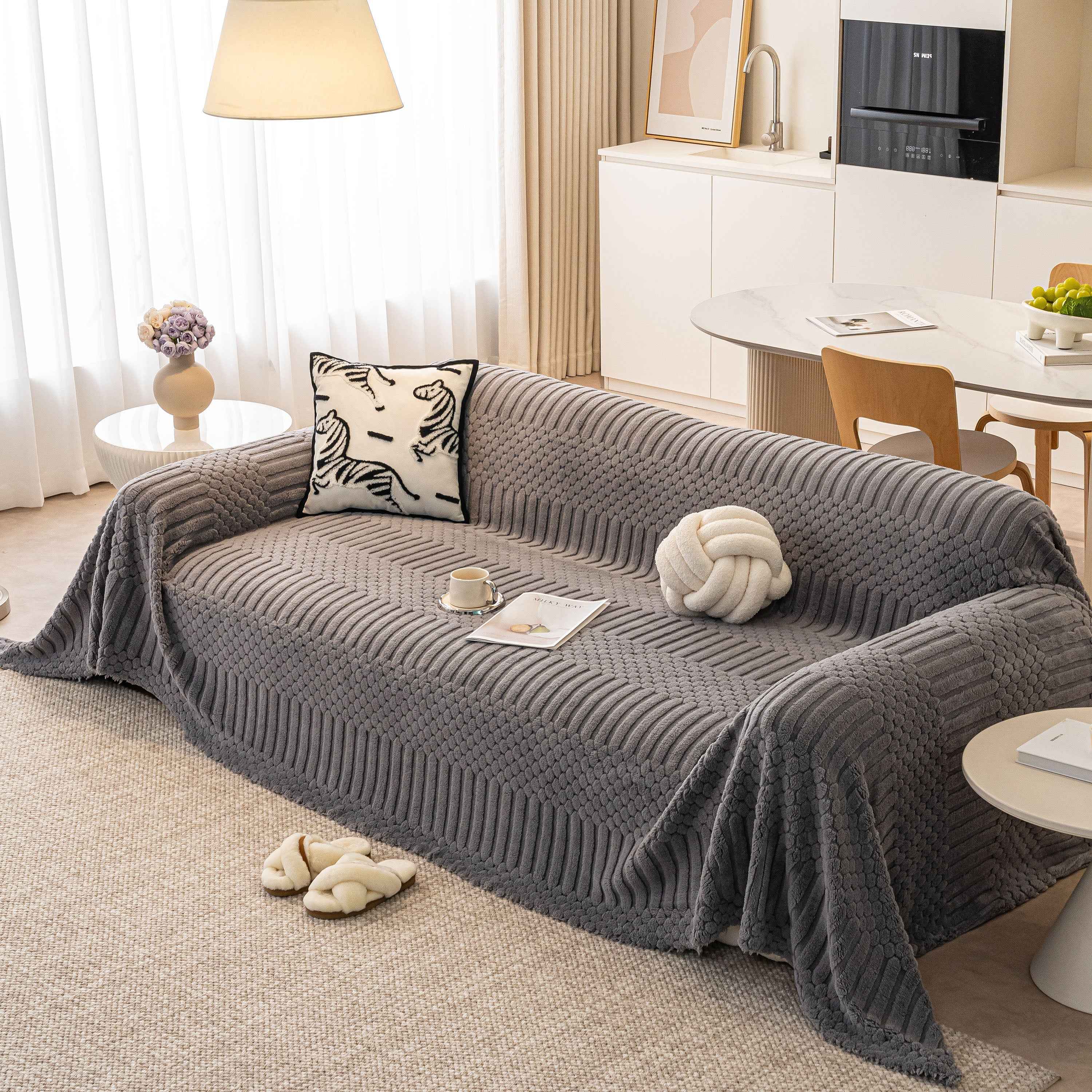 Boho 3D Geometric Throw Blanket for Couch, Luxurious Velvety Plush Fleece Sofa Cover