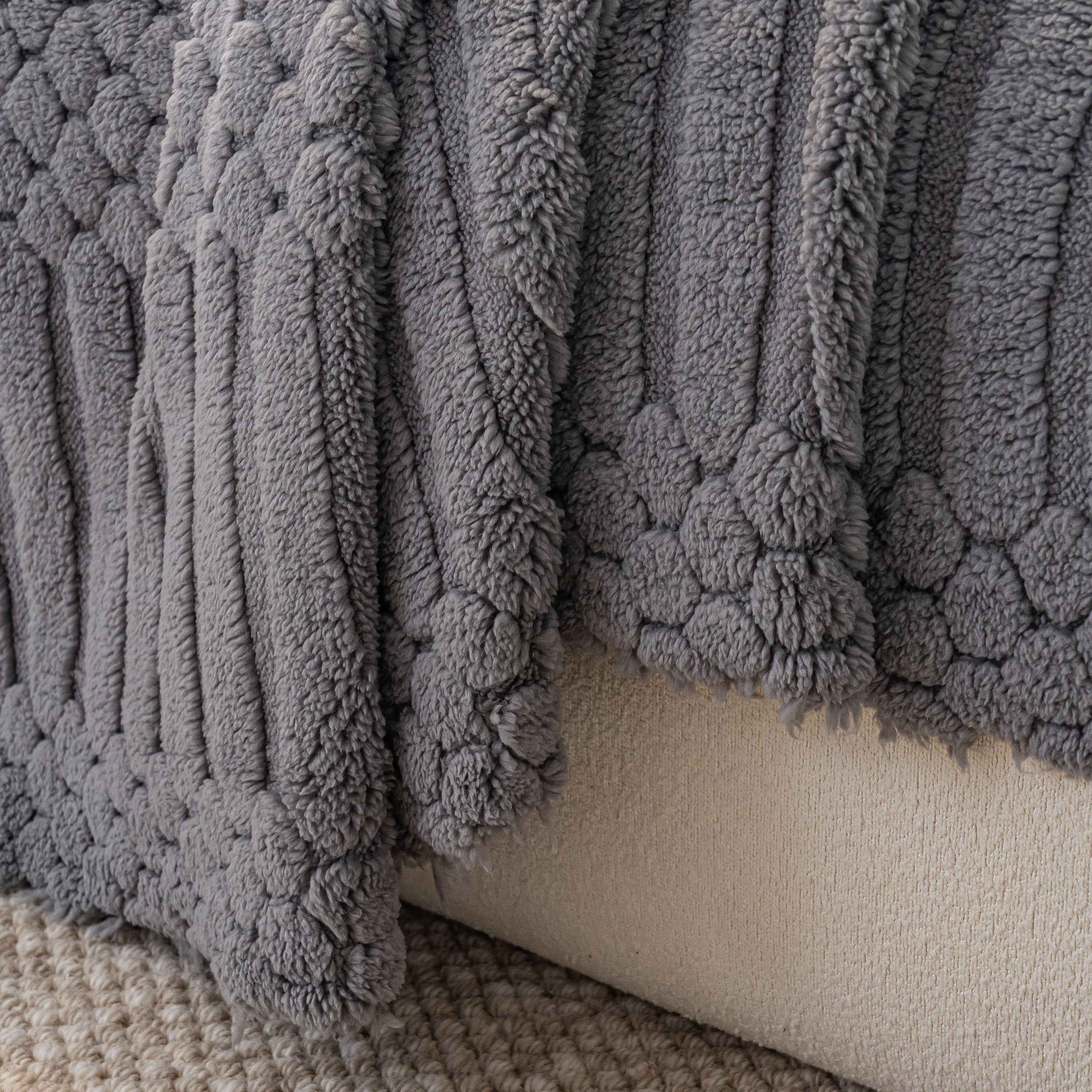 Boho 3D Geometric Throw Blanket for Couch, Luxurious Velvety Plush Fleece Sofa Cover