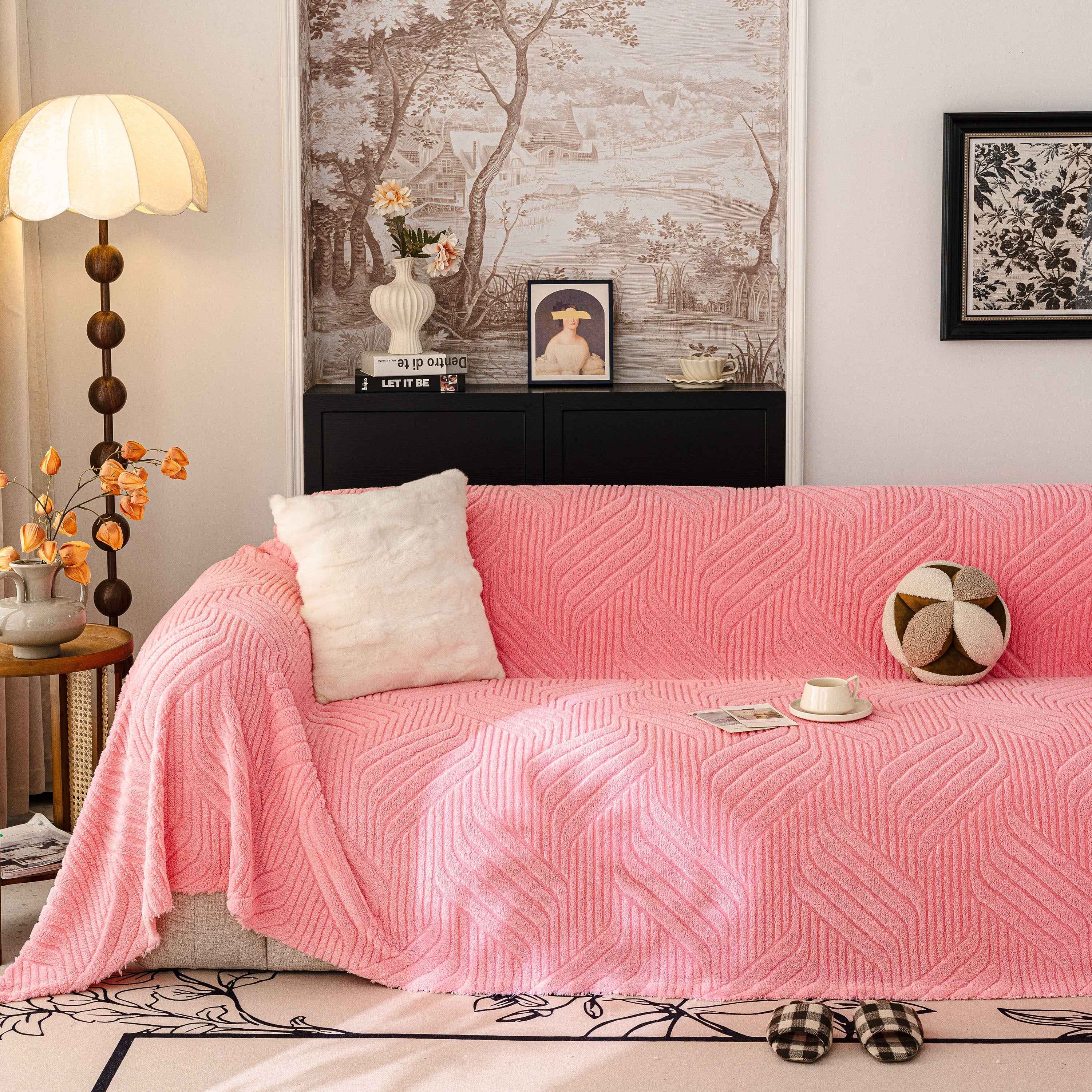 Plush Fleece Washable Sofa Throw Blanket, Soft & Cozy Furniture Protector for Couch