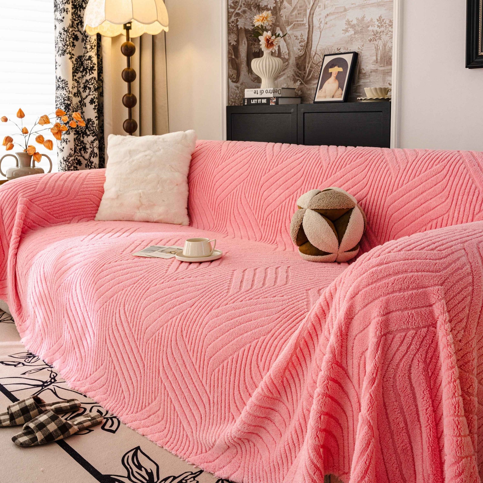 Plush Fleece Washable Sofa Throw Blanket, Soft & Cozy Furniture Protector for Couch