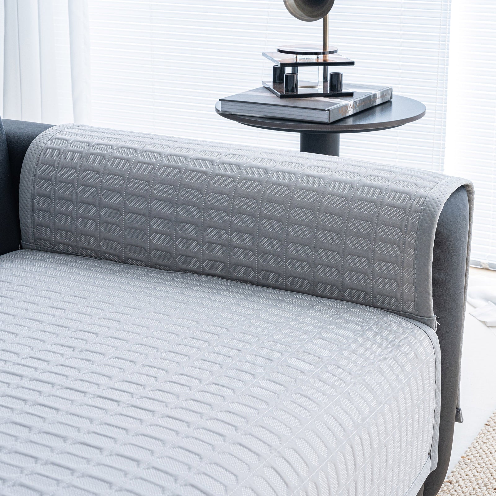 Geometric Textured Couch Slipcover Protector Non-Slip Ice Silk Sofa Cover for Couch