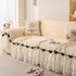 Ruffled Sofa Cover with Bowknot Decor, French Country Style Skirted Couch Slipcover