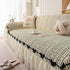 Ruffled Sofa Cover with Bowknot Decor, French Country Style Skirted Couch Slipcover