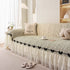 Ruffled Sofa Cover with Bowknot Decor, French Country Style Skirted Couch Slipcover