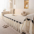 Ruffled Sofa Cover with Bowknot Decor, French Country Style Skirted Couch Slipcover