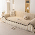Ruffled Sofa Cover with Bowknot Decor, French Country Style Skirted Couch Slipcover