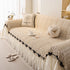 Ruffled Sofa Cover with Bowknot Decor, French Country Style Skirted Couch Slipcover