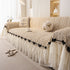 Ruffled Sofa Cover with Bowknot Decor, French Country Style Skirted Couch Slipcover