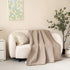 DaDa Bedding Elegant Fringed Cotton Quilted Throw Blanket - Luxurious Solid Soft Paisley Pattern, Cozy Lightweight Lap Throw, Perfect for Couch or Bed, Neutral Sandy Taupe Tan Beige, 50x60 Inches