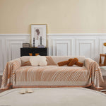 Chenille Striped Sofa Throw Blanket, Furniture Throw Covers Living Room Couch Cover