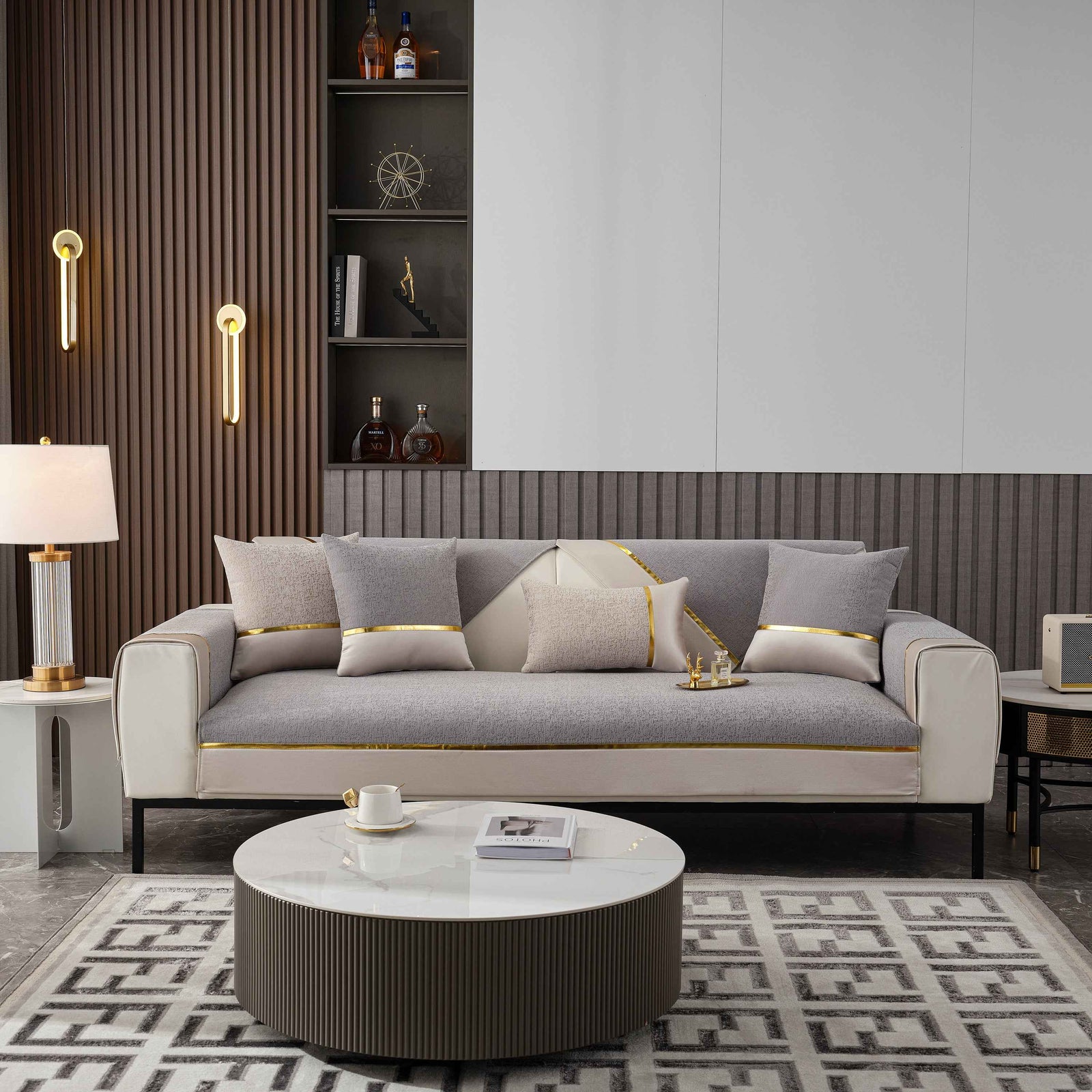 Luxury Leather Couch Protectors with Chenille Sofa Towel Covers, Non-Slip and Washable, Modular Couch Covers