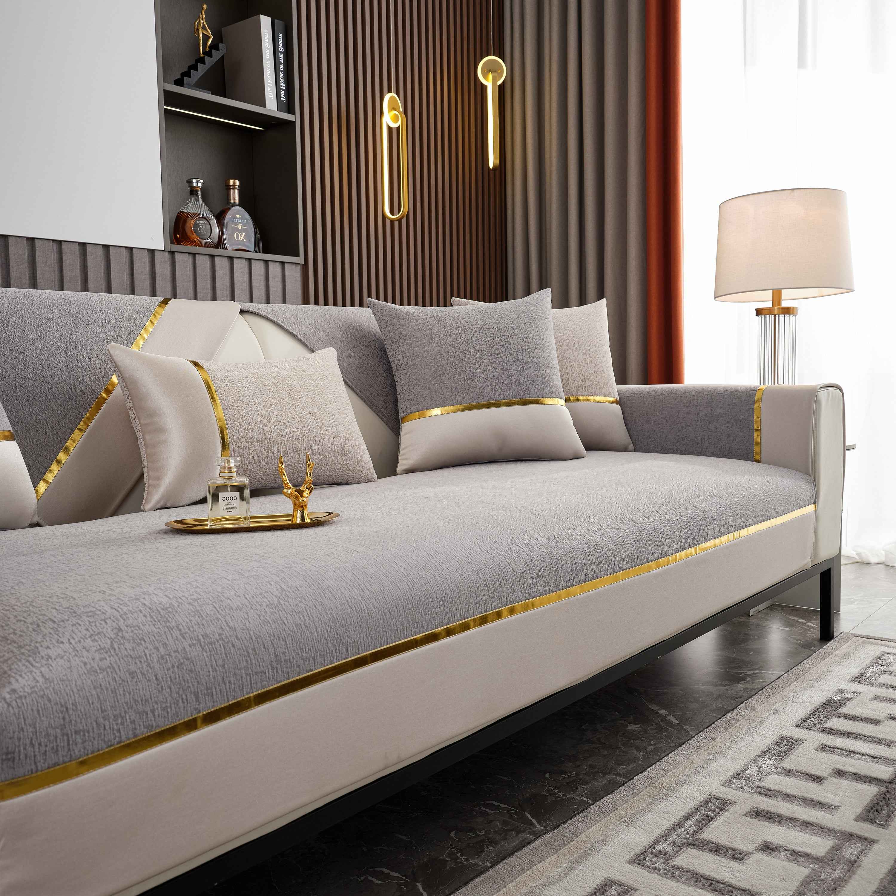 Luxury Leather Couch Protectors with Chenille Sofa Towel Covers, Non-Slip and Washable, Modular Couch Covers