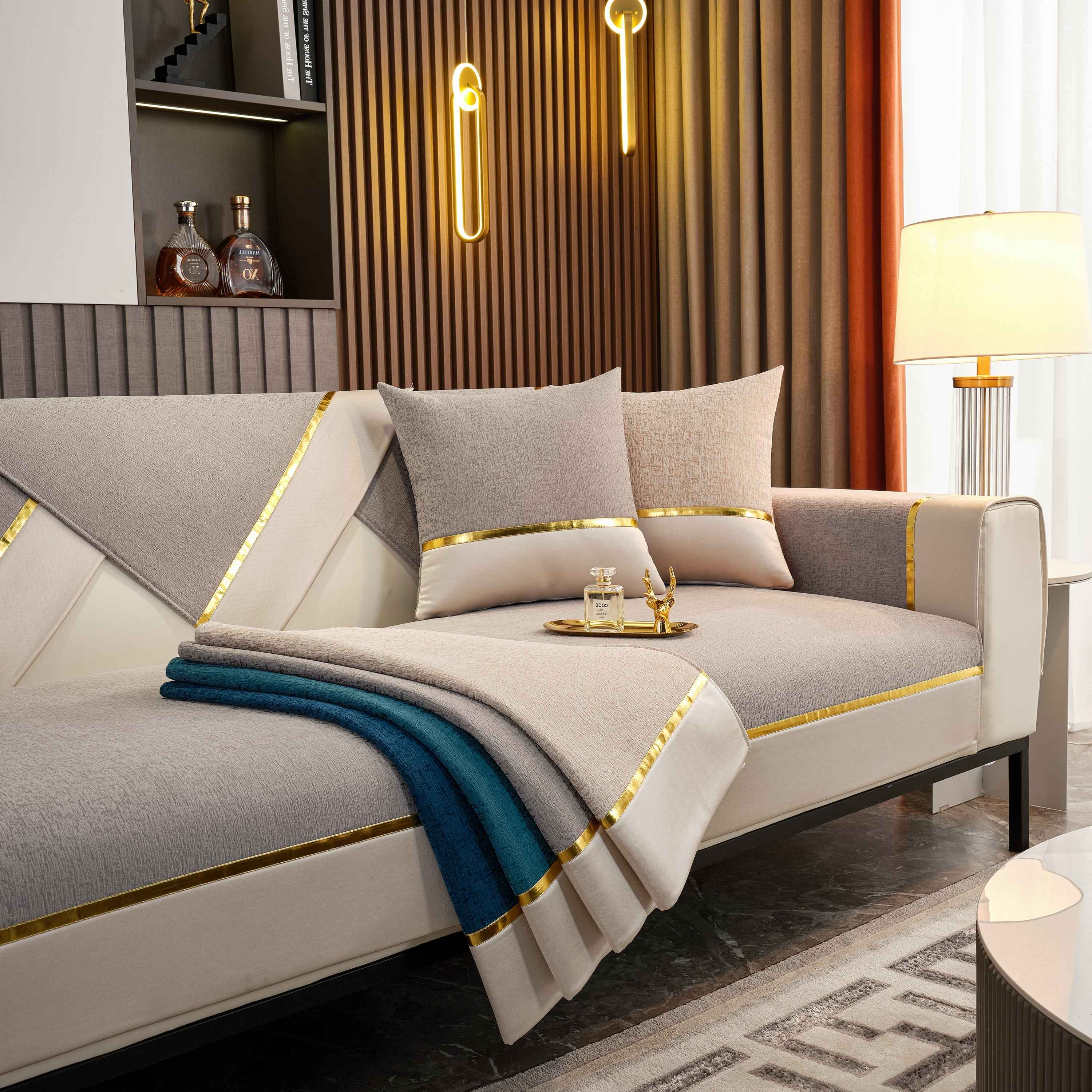 Luxury Leather Couch Protectors with Chenille Sofa Towel Covers, Non-Slip and Washable, Modular Couch Covers