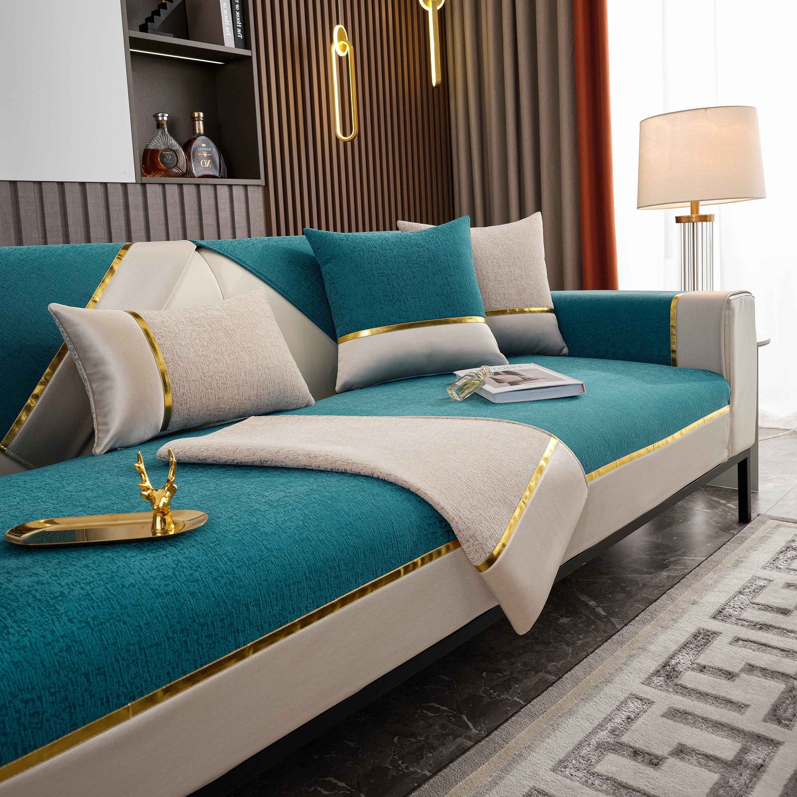 Luxury Leather Couch Protectors with Chenille Sofa Towel Covers, Non-Slip and Washable, Modular Couch Covers