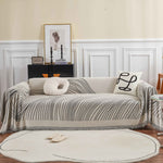 Chenille Striped Sofa Throw Blanket, Furniture Throw Covers Living Room Couch Cover