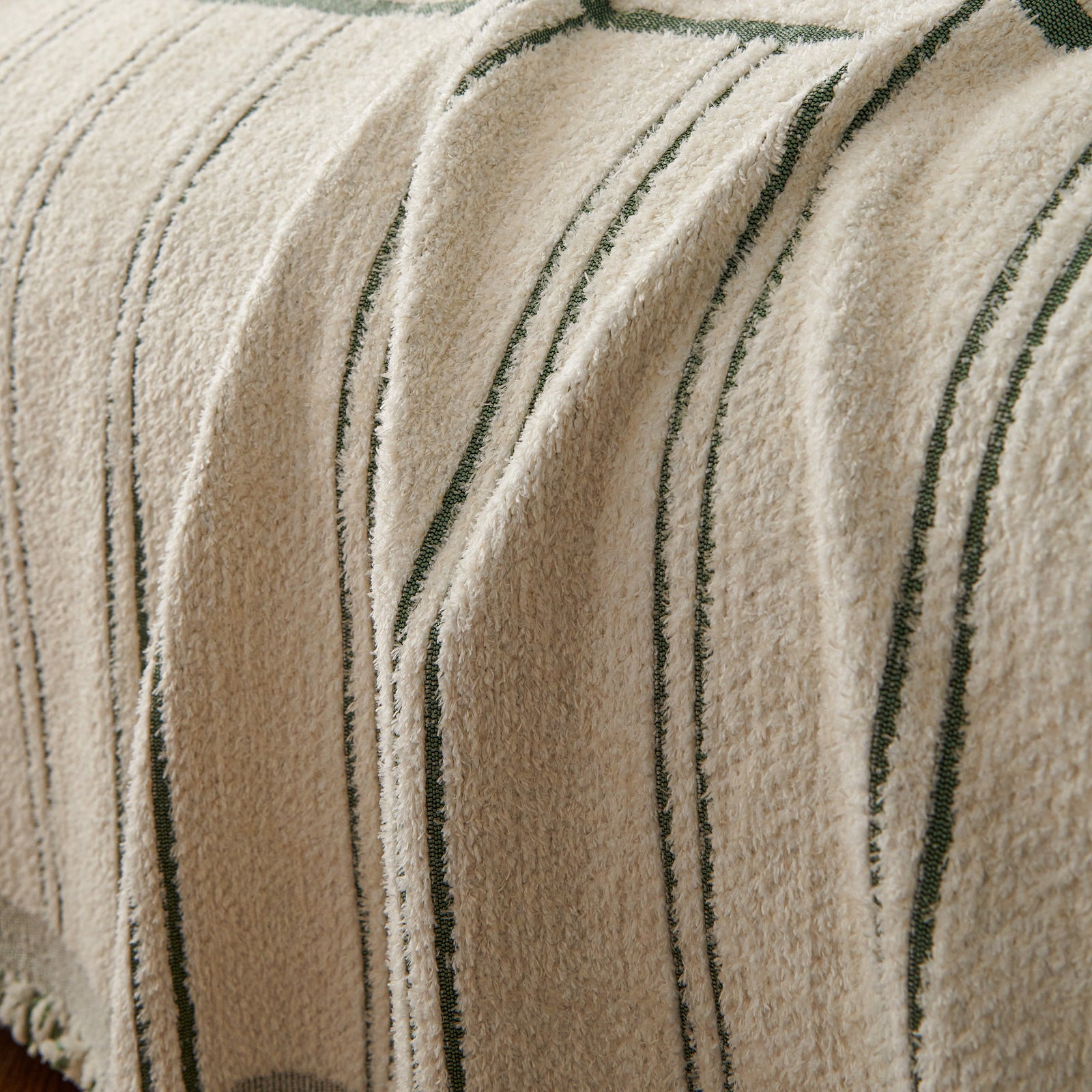 Chenille Striped Floral Couch Cover Sofa Slipcover for Most Shape Sofas, Reversible Sofa Throw Cover