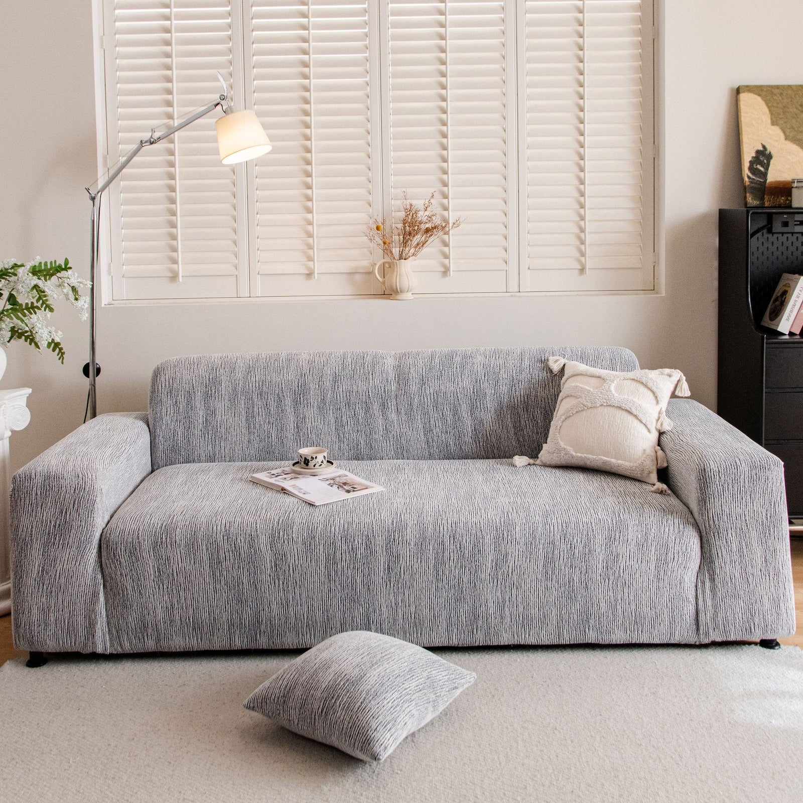 Spandex Jacquard Sofa Cover, High Stretch Crinkle Textured Couch Slipcover KAS Washable