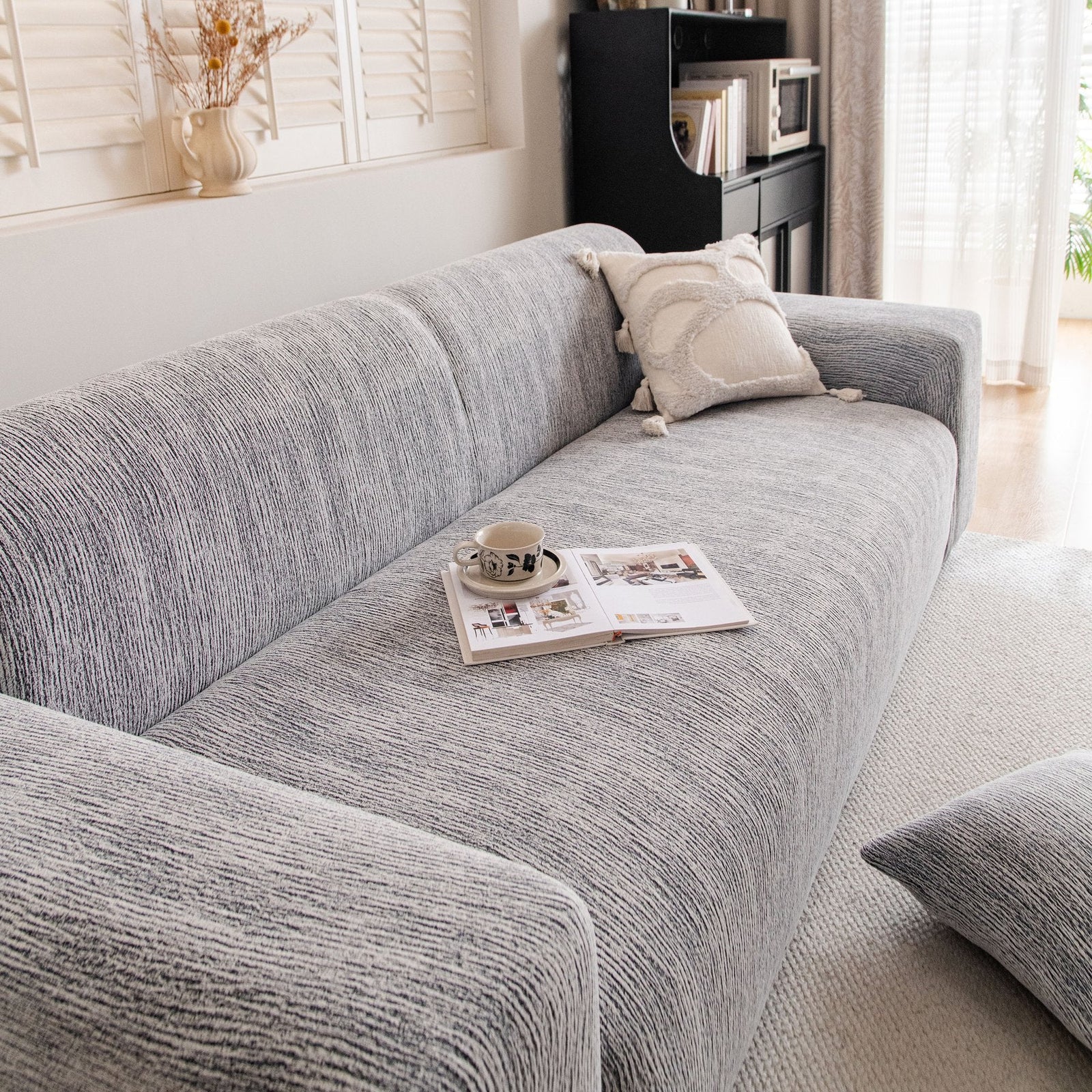Spandex Jacquard Sofa Cover, High Stretch Crinkle Textured Couch Slipcover KAS Washable