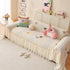 Cute Dotted Stripe Couch Protector, Non-Slip Washable Sofa Cover with Ruffled Skirt