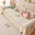 Cute Dotted Stripe Couch Protector, Non-Slip Washable Sofa Cover with Ruffled Skirt
