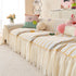 Cute Dotted Stripe Couch Protector, Non-Slip Washable Sofa Cover with Ruffled Skirt