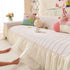 Cute Dotted Stripe Couch Protector, Non-Slip Washable Sofa Cover with Ruffled Skirt