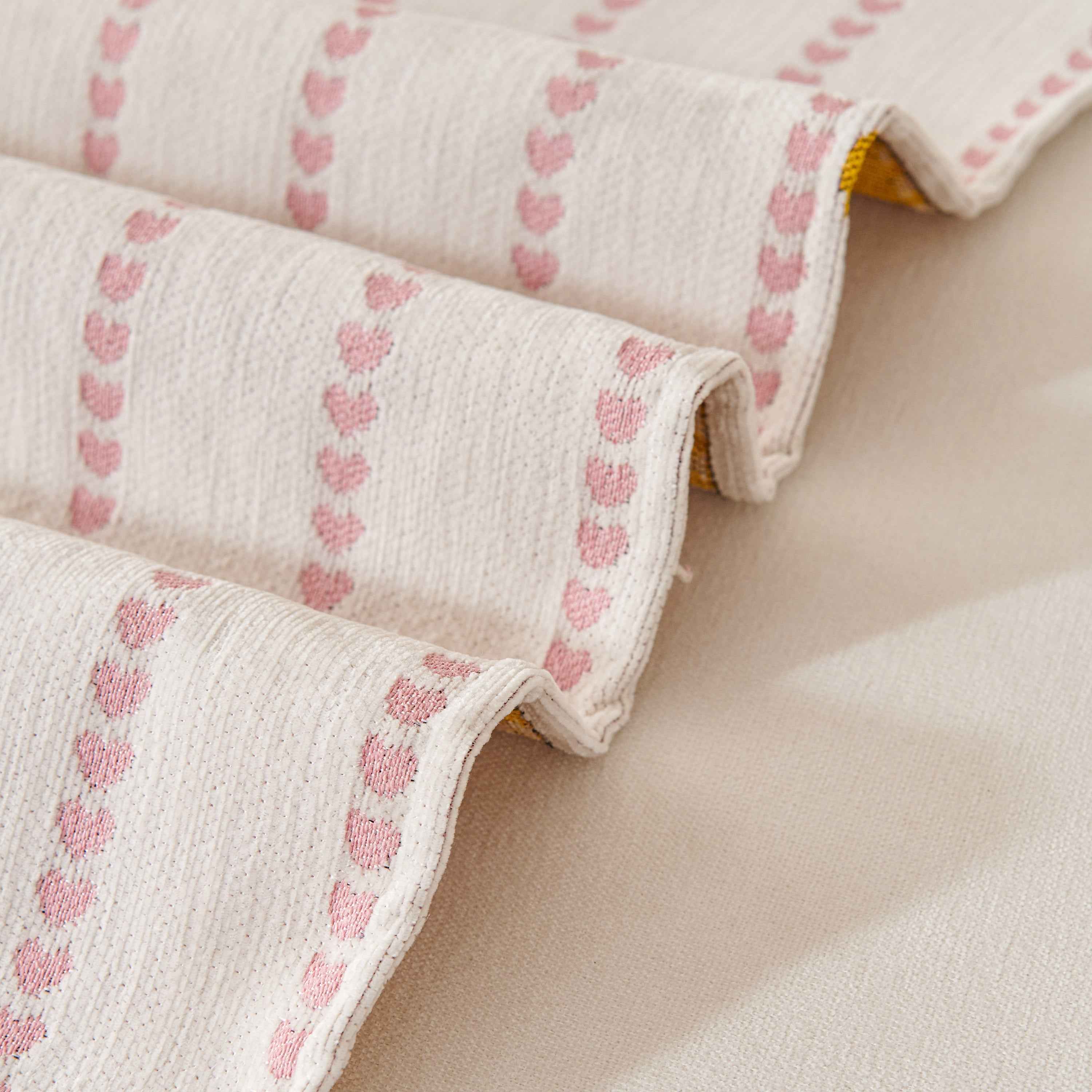 Cute Dotted Stripe Couch Protector, Non-Slip Washable Sofa Cover with Ruffled Skirt
